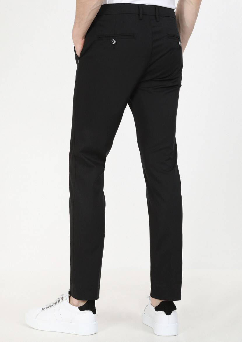 Black Weaving Regular Fit Casual Trousers - 5