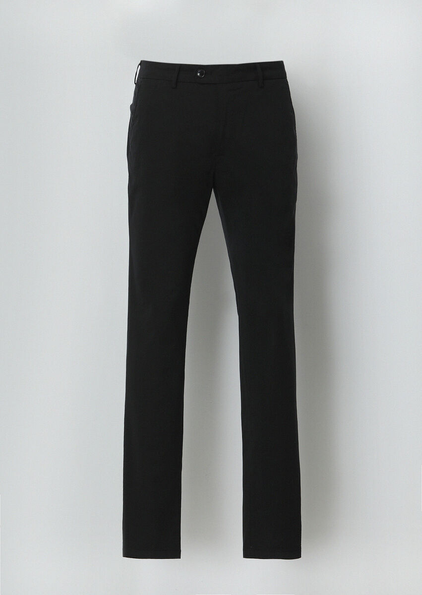 Black Weaving Regular Fit Casual Trousers - 5