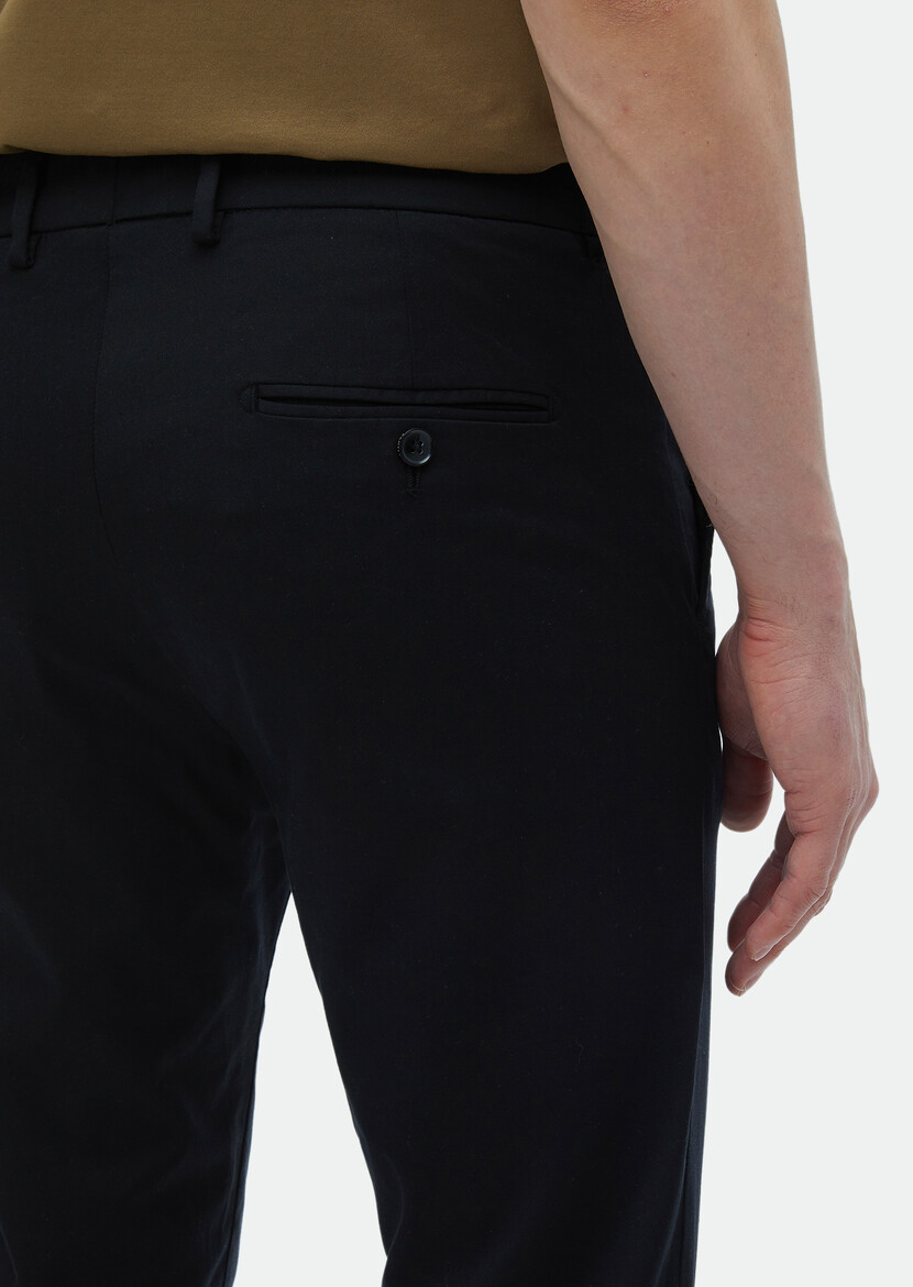 Black Weaving Regular Fit Casual Trousers - 4