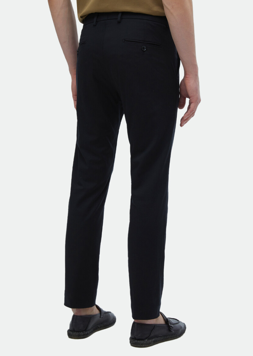 Black Weaving Regular Fit Casual Trousers - 5