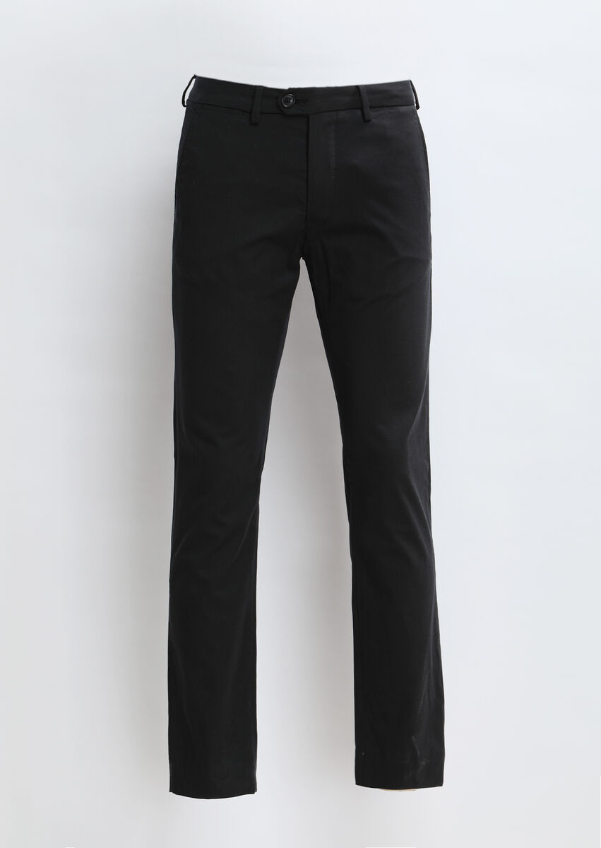 Black Weaving Regular Fit Casual Trousers - 6