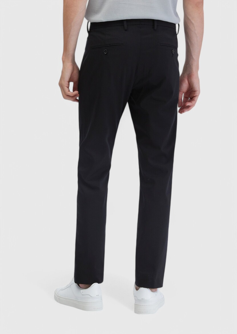 Black Weaving Regular Fit Casual Trousers - 4