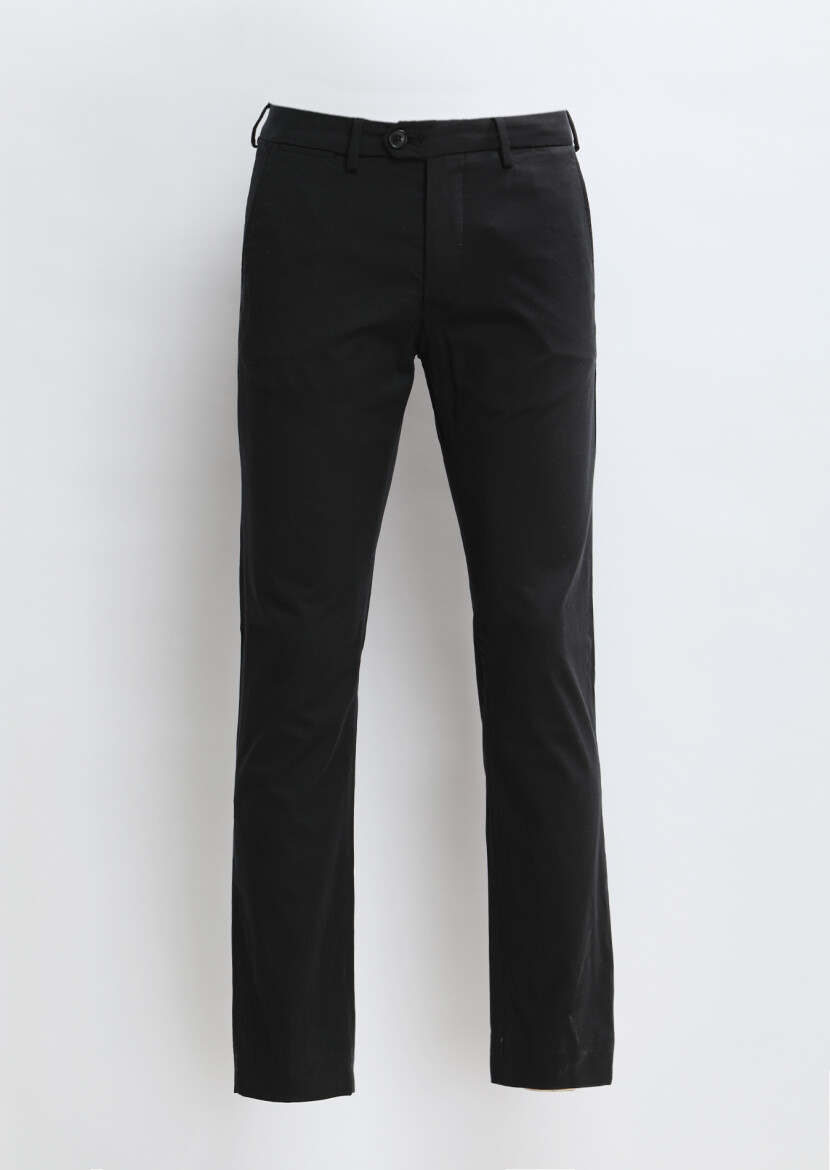 Black Weaving Regular Fit Casual Trousers - 5