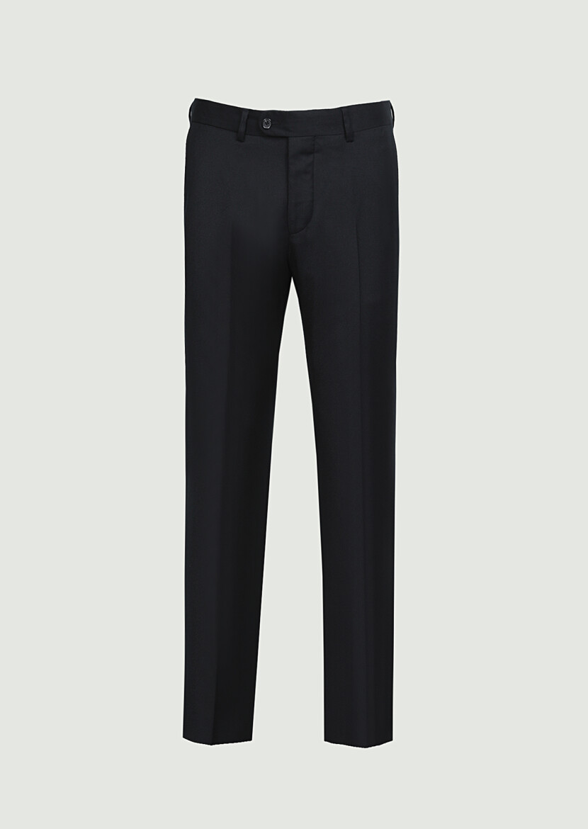 Black Weaving Regular Fit Classical 100% Wool Trousers - 5
