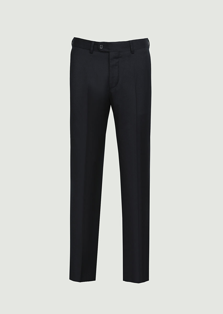 Black Weaving Regular Fit Classical 100% Wool Trousers - 5
