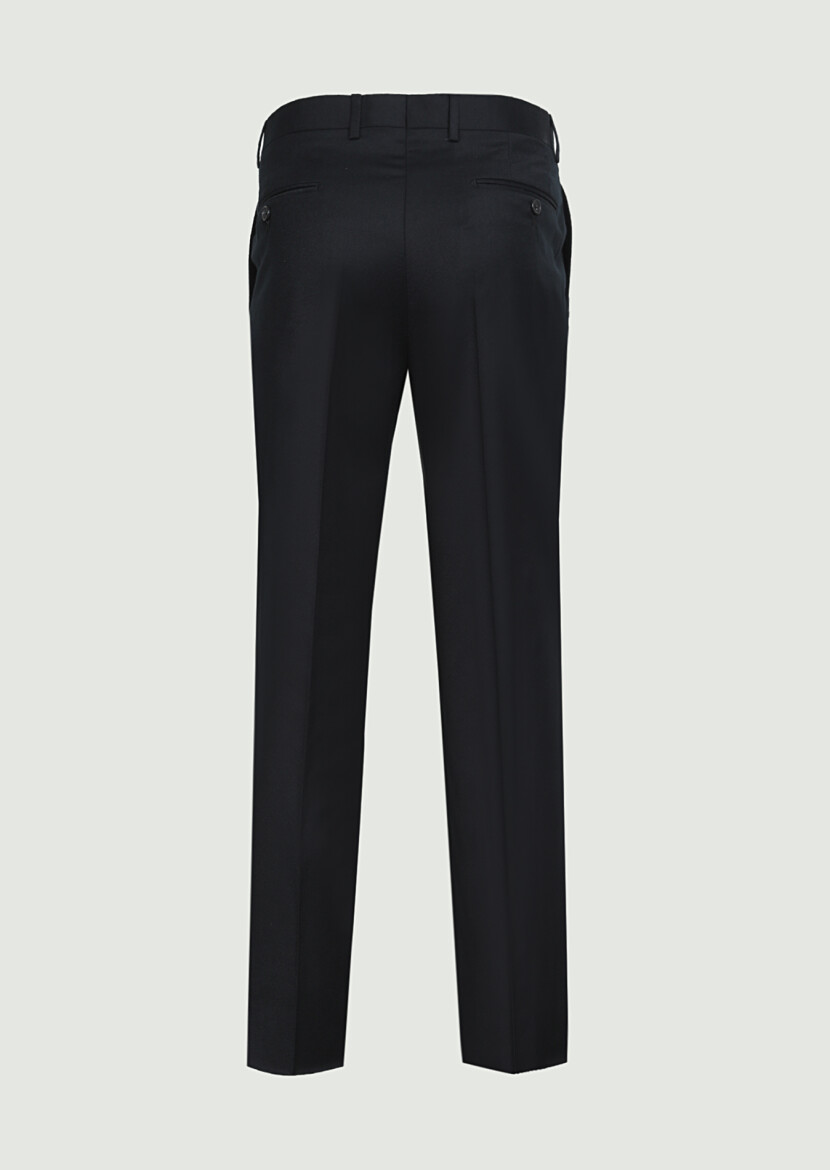Black Weaving Regular Fit Classical 100% Wool Trousers - 6