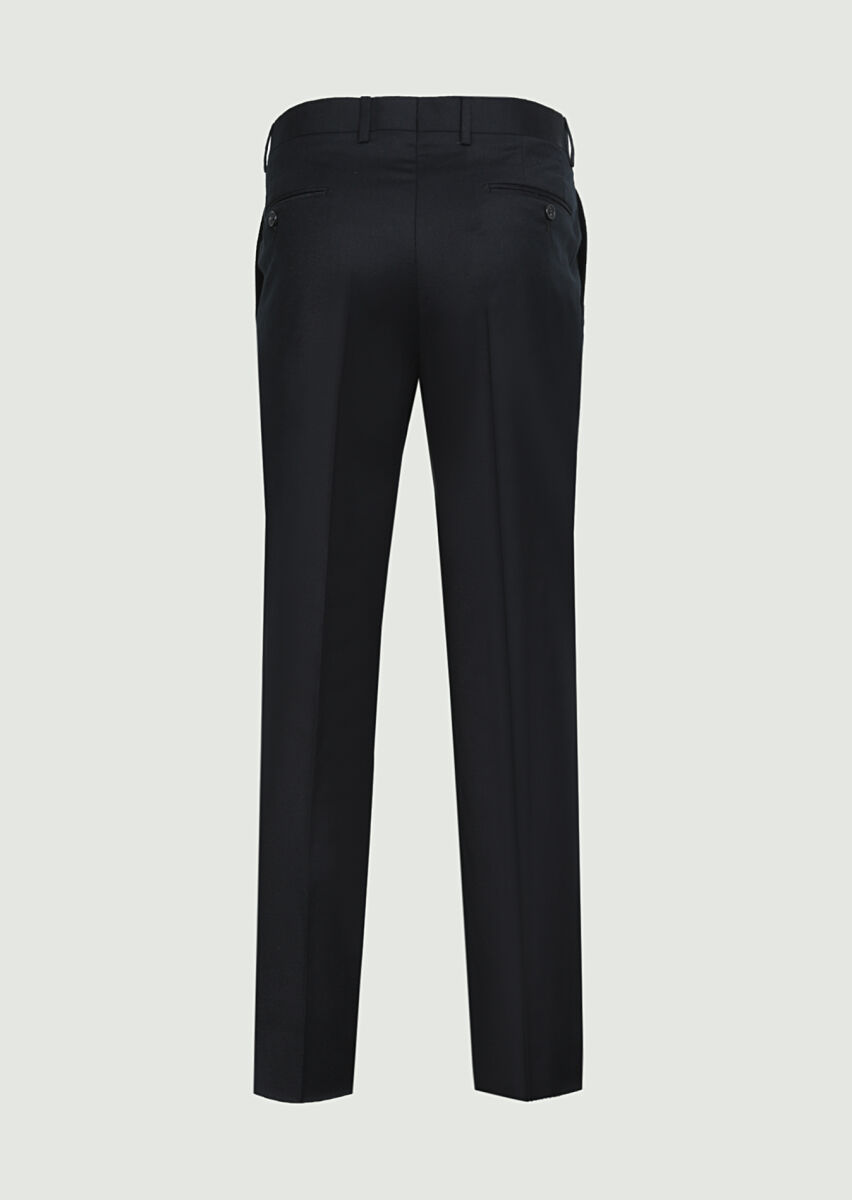 Black Weaving Regular Fit Classical 100% Wool Trousers - 6