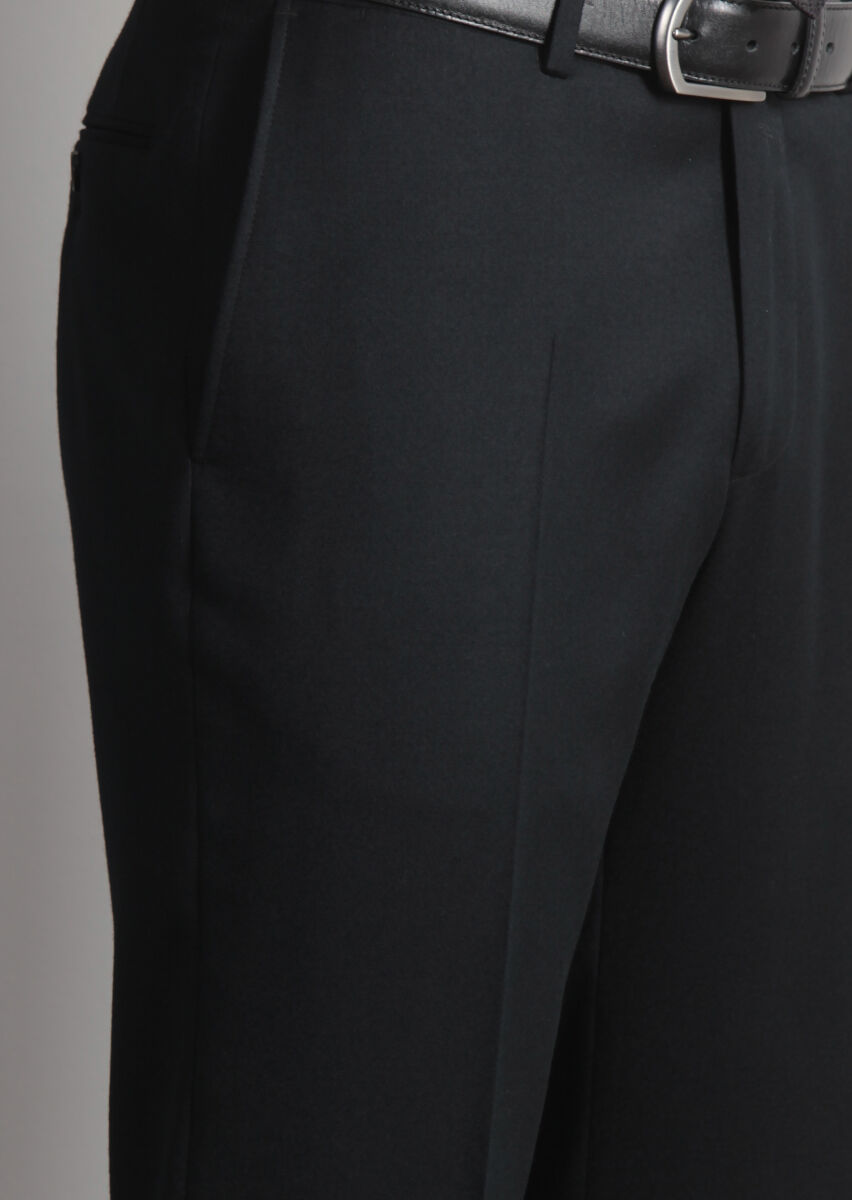 Black Weaving Regular Fit Classical 100% Wool Trousers - 4