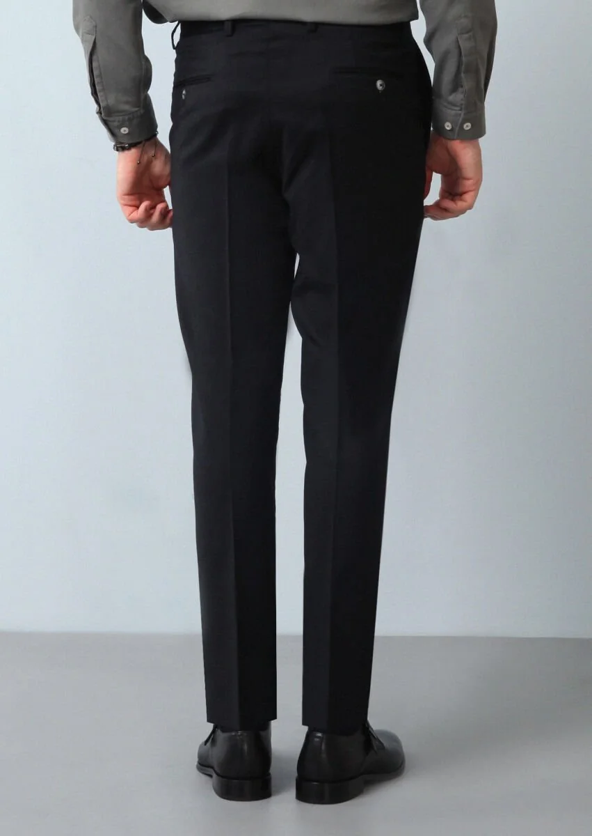 Black Weaving Regular Fit Classical 100% Wool Trousers - 5