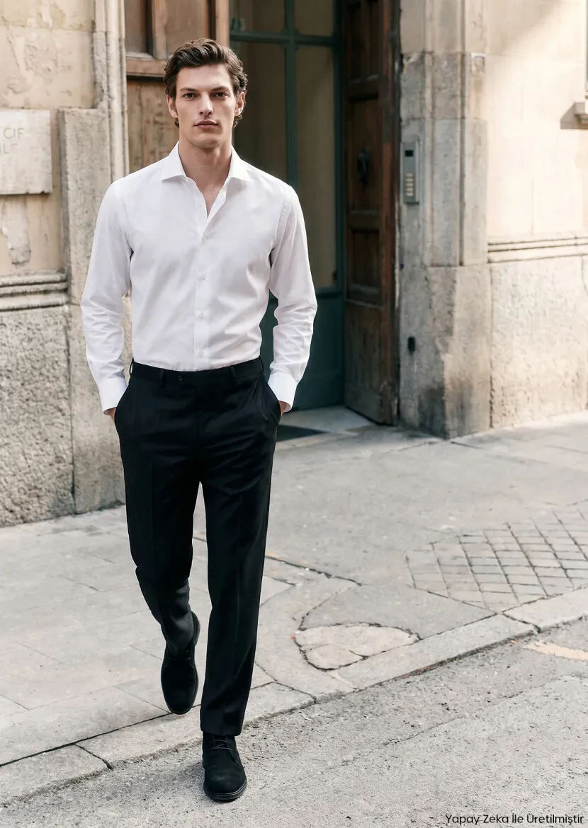 Black Weaving Regular Fit Classical Wool Blended Trousers - RAMSEY