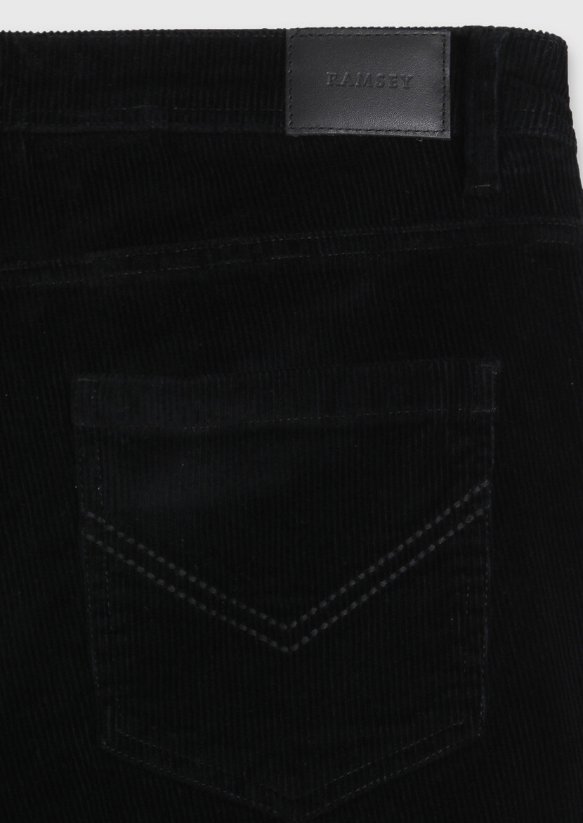Black Weaving Slim Fit Casual Cotton Blended Trousers - 8