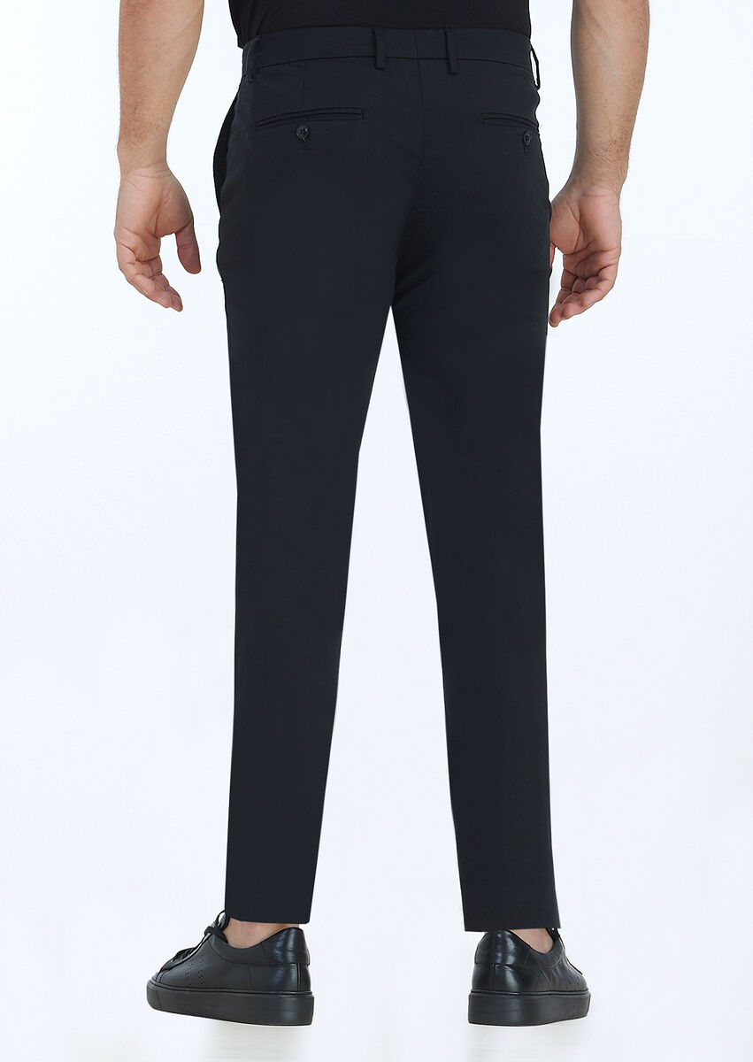 Black Weaving Slim Fit Casual Trousers - 4