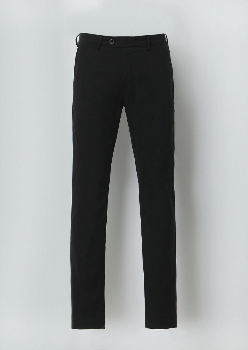 Black Weaving Slim Fit Casual Trousers - 6