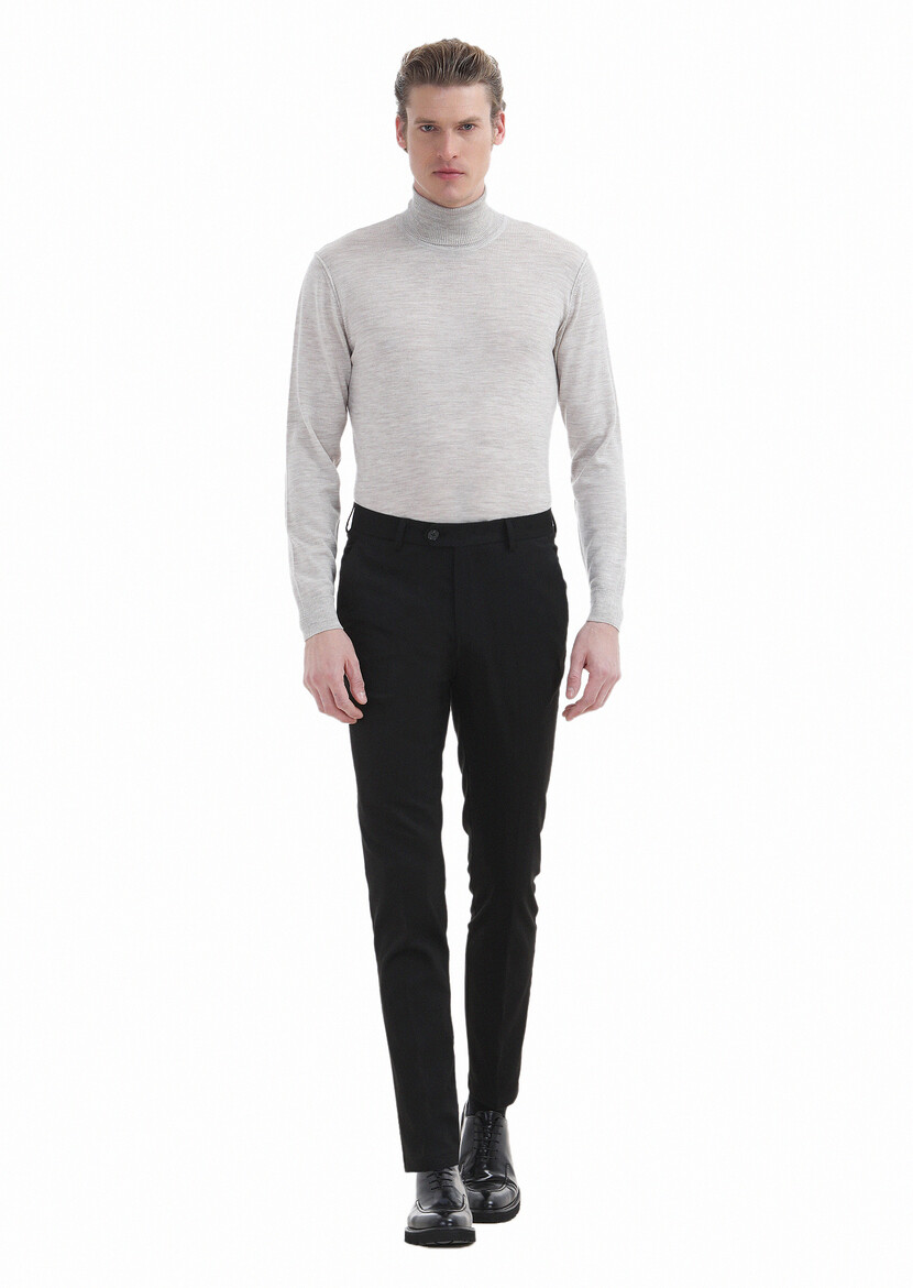 Black Weaving Slim Fit Classical Trousers 