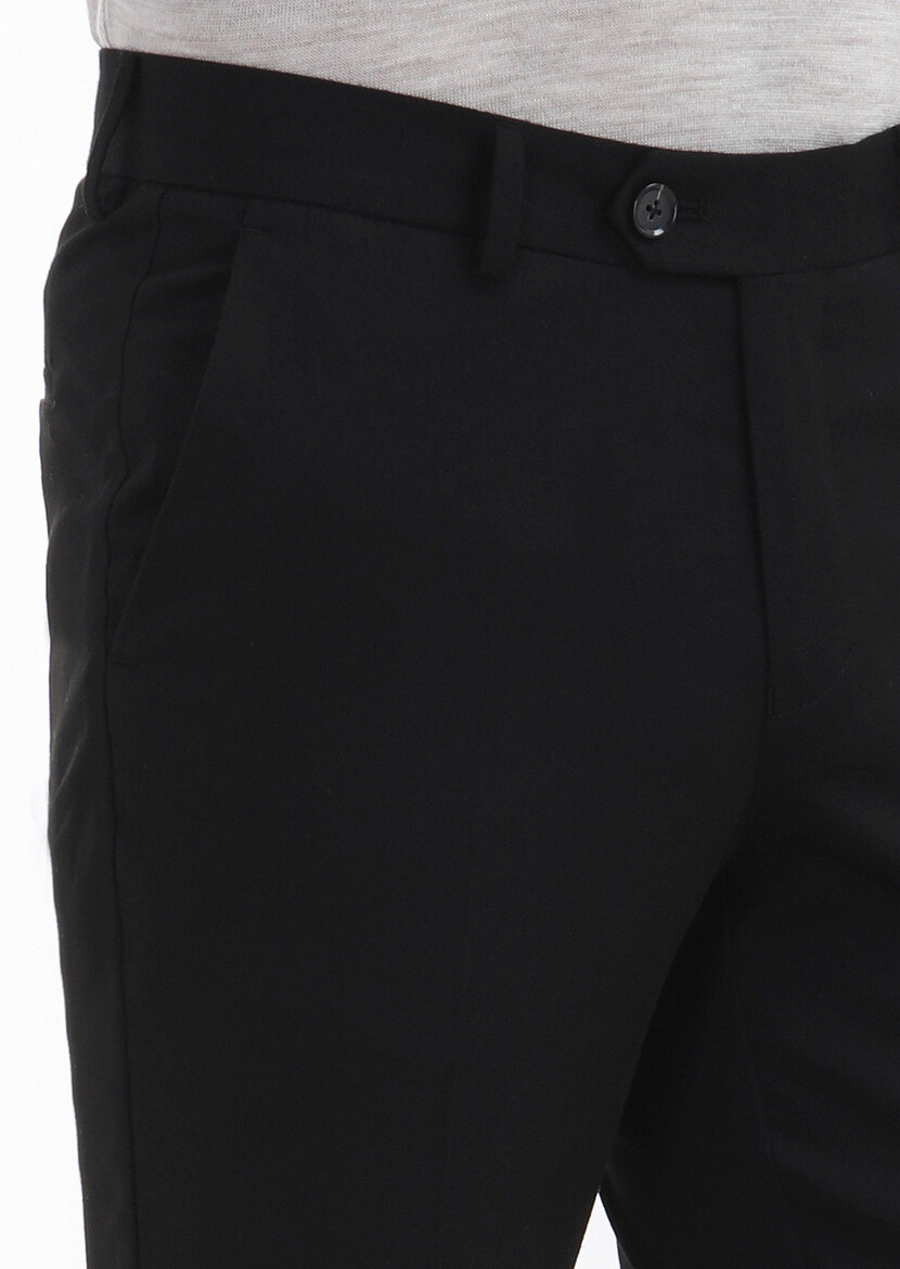 Black Weaving Slim Fit Classical Trousers - 4