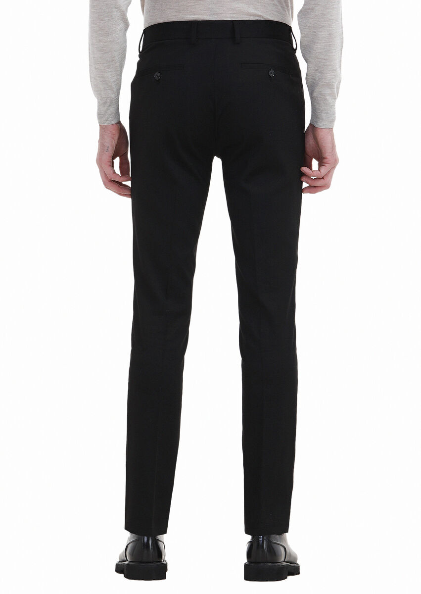 Black Weaving Slim Fit Classical Trousers - 5