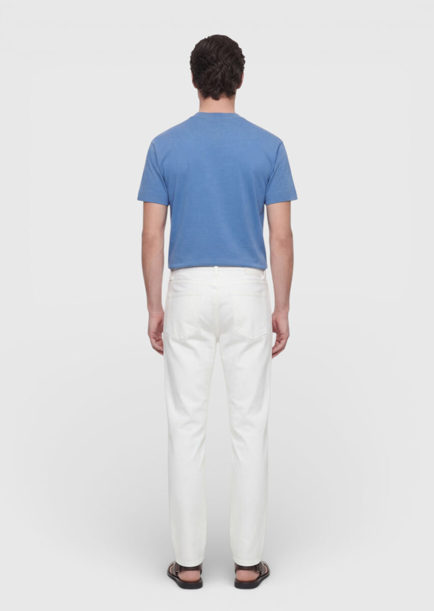 Blue Plain Crew Neck 100% Cotton T-Shirt - 5