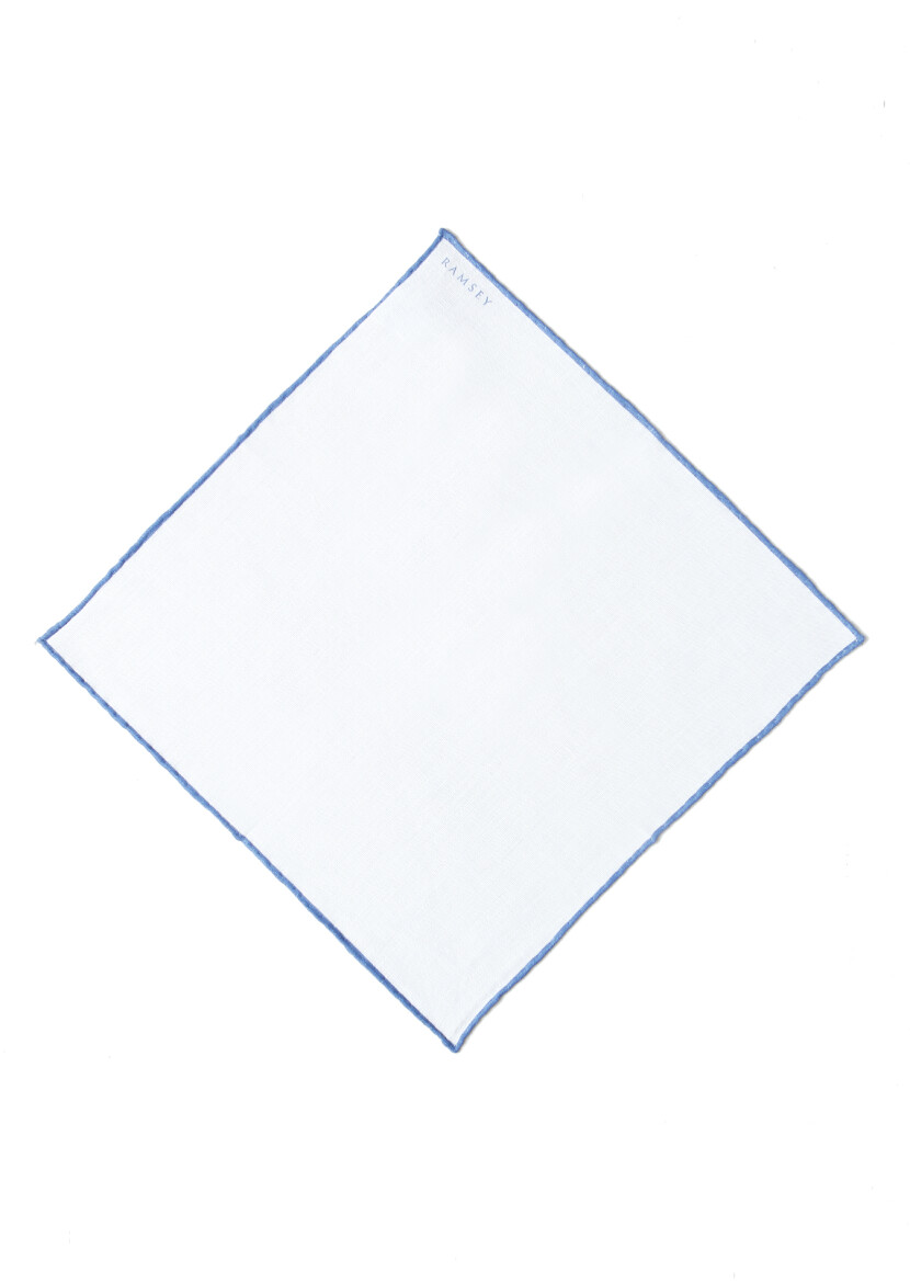 Blue %100 Keten Handkerchief 