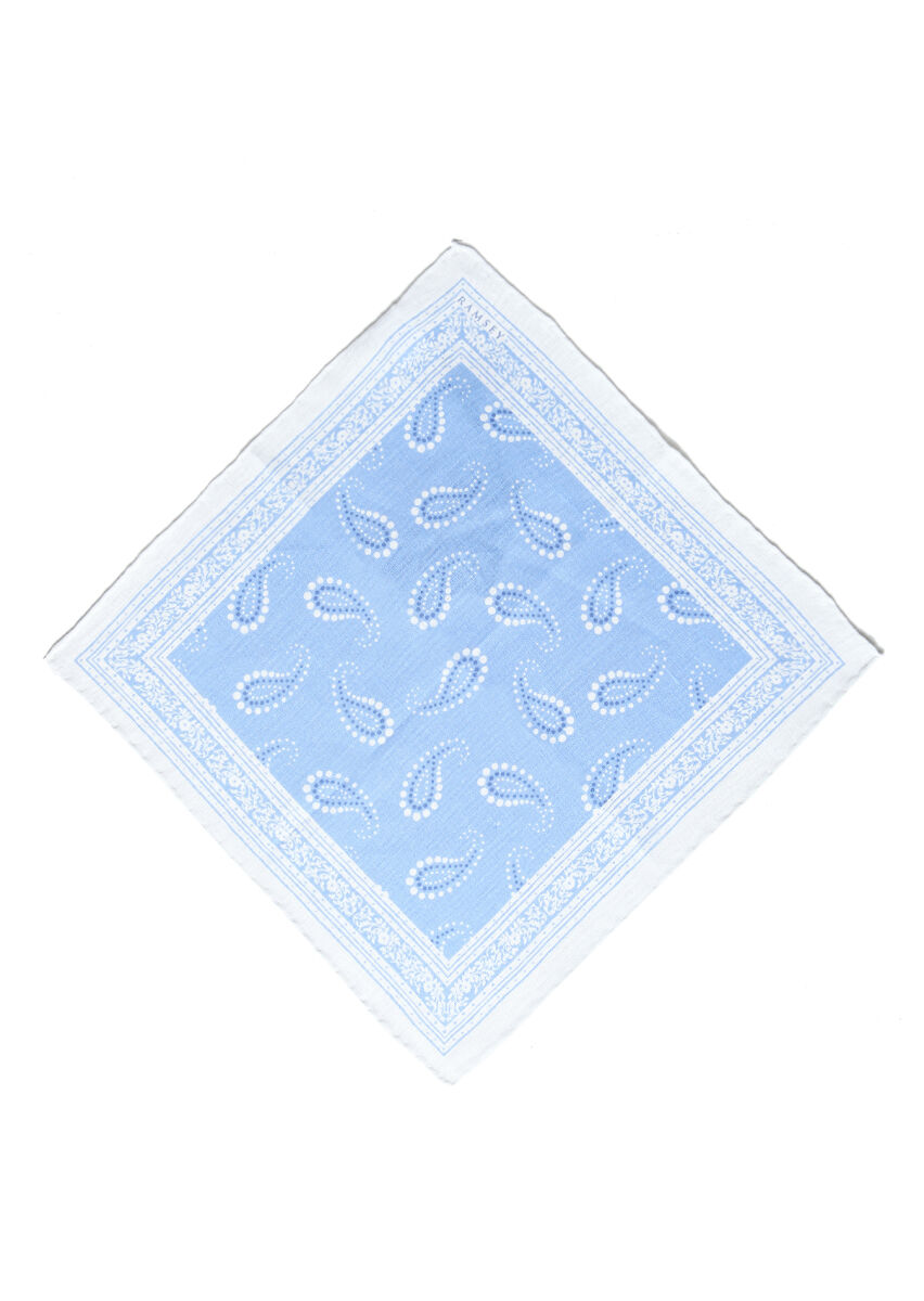 Blue %100 Keten Handkerchief - 1