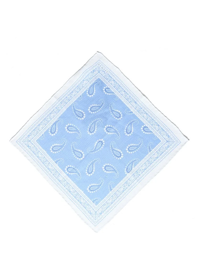 Blue %100 Keten Handkerchief 