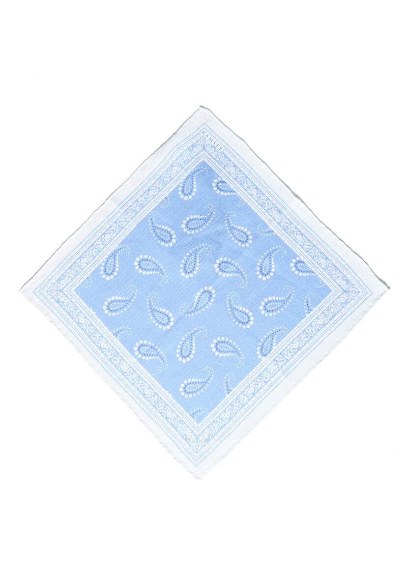 Blue %100 Keten Handkerchief 