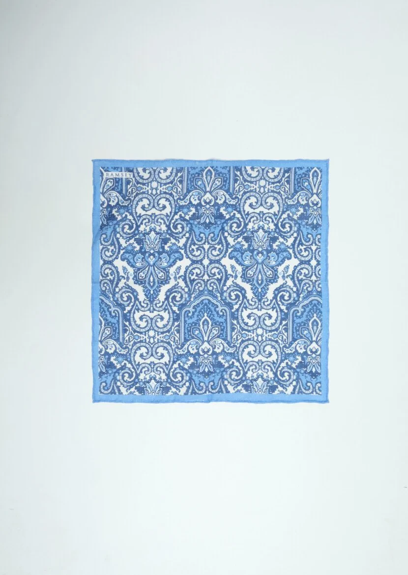 Blue %100 Keten Handkerchief - 1