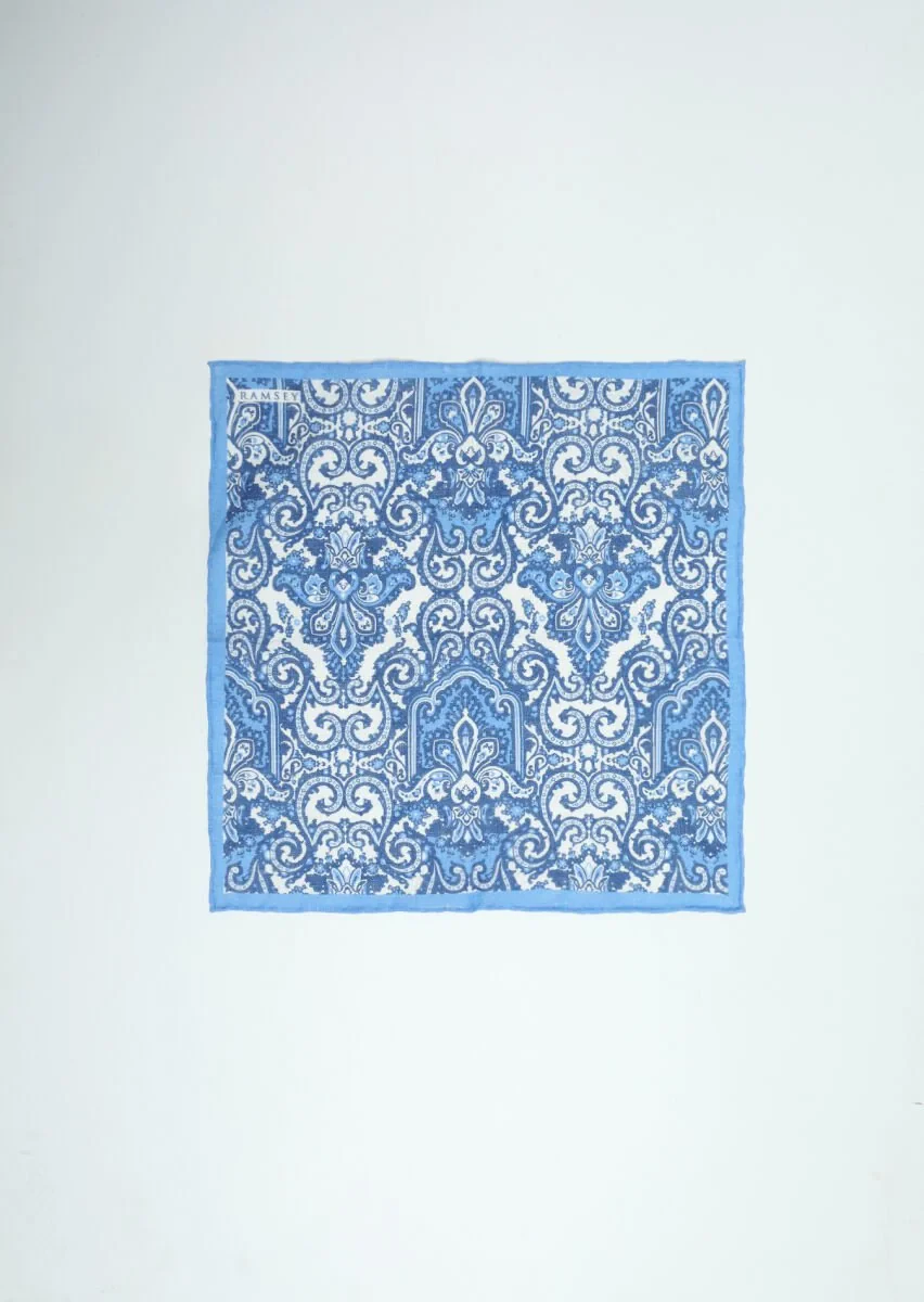 Blue %100 Keten Handkerchief - 1
