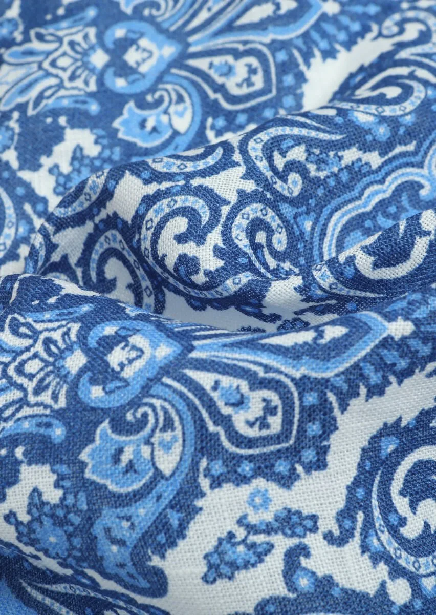 Blue %100 Keten Handkerchief - 2