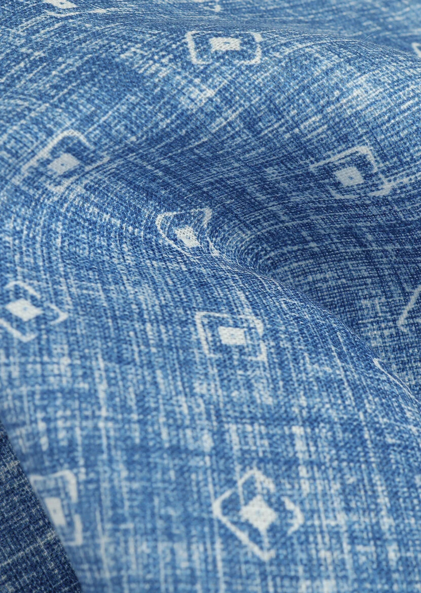 Blue %100 Keten Handkerchief 