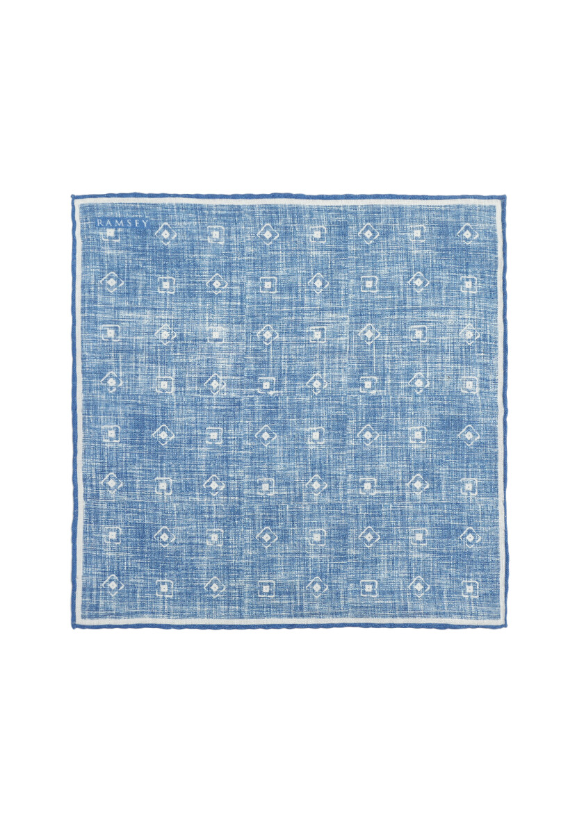 Blue %100 Keten Handkerchief 