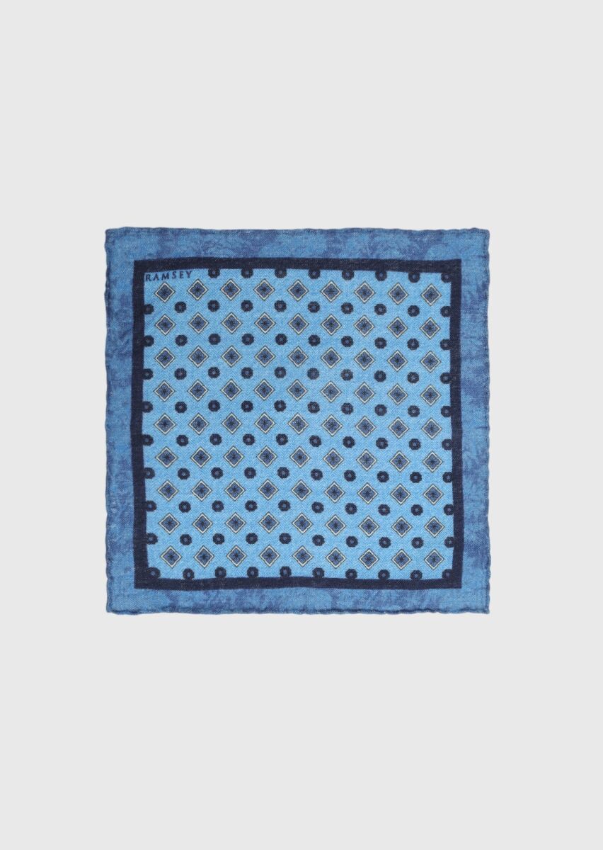 Blue %100 Yün Handkerchief - 1