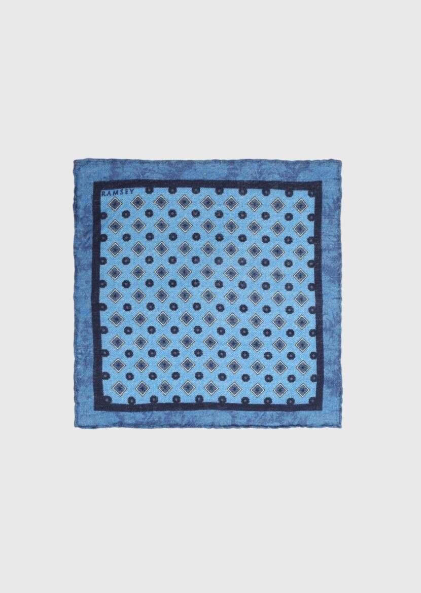 Blue %100 Yün Handkerchief 