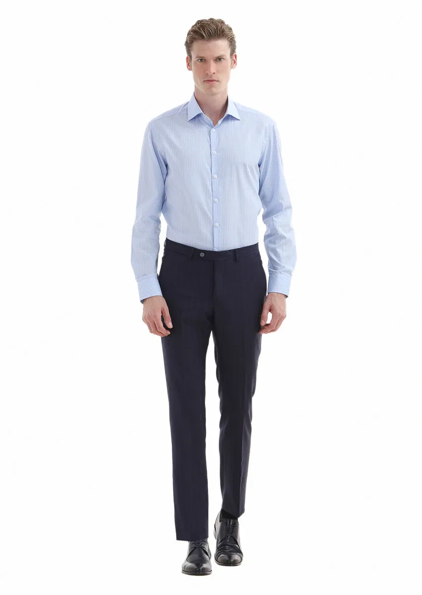 Blue Checkered Regular Fit Weaving Classical 100% Cotton Shirt - 1