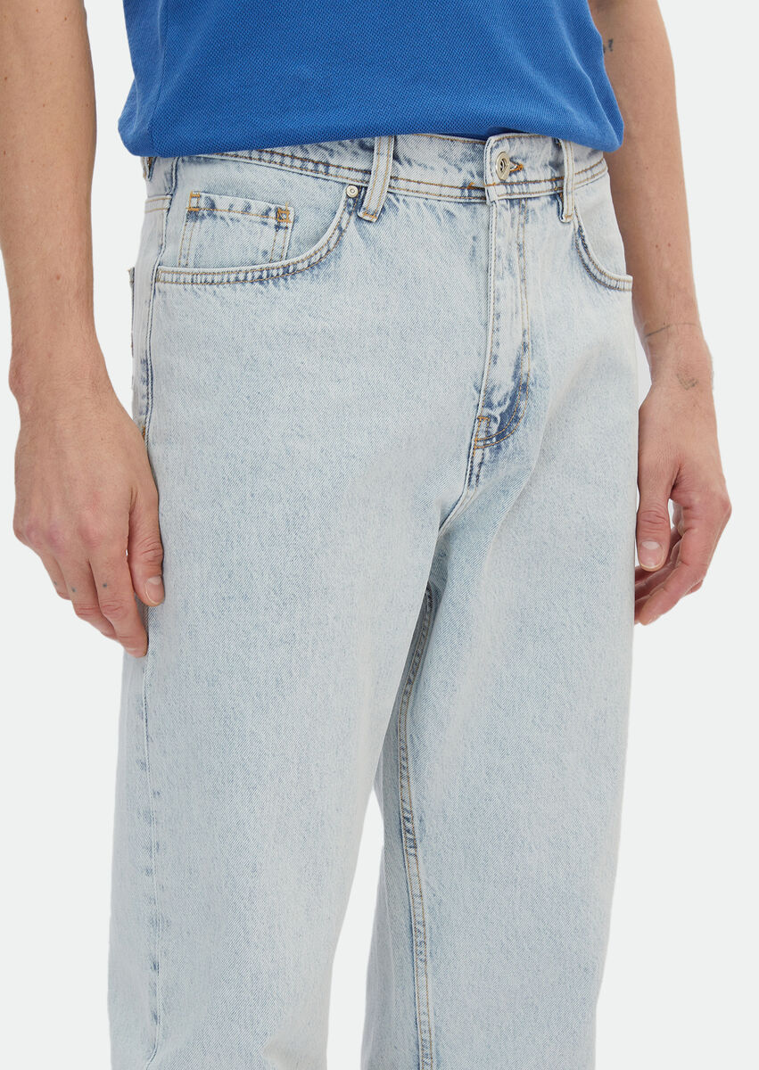 Blue Denim 100% Cotton Trousers - 3