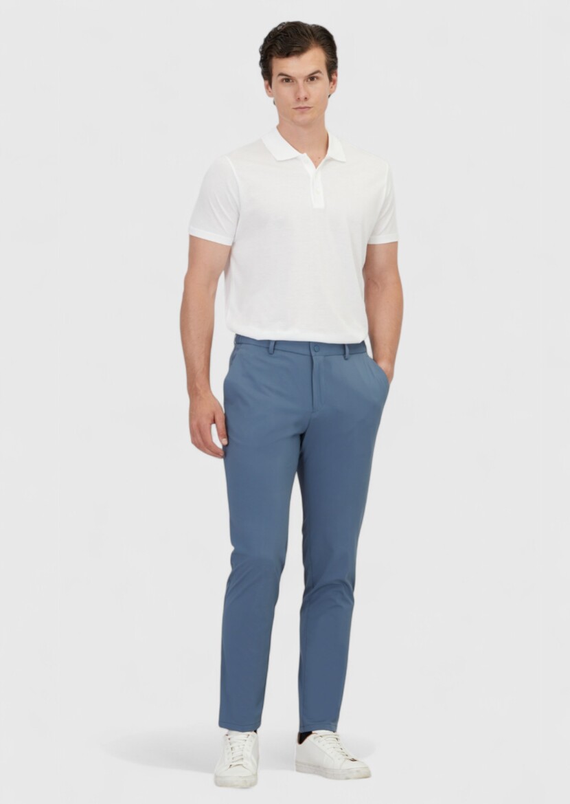 Blue Knitting Jogging Fit Casual Trousers - 1