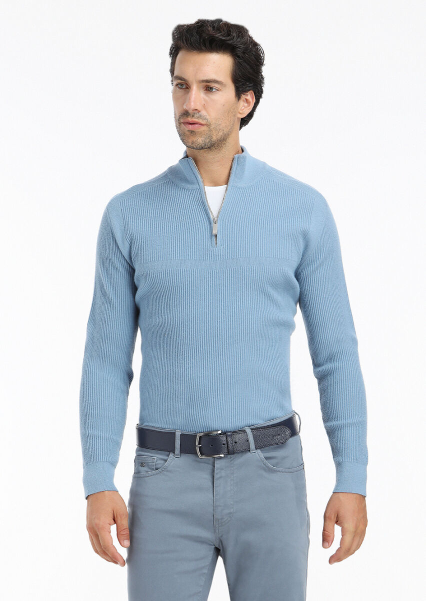 Blue Knitwear Sweatshirt - 2