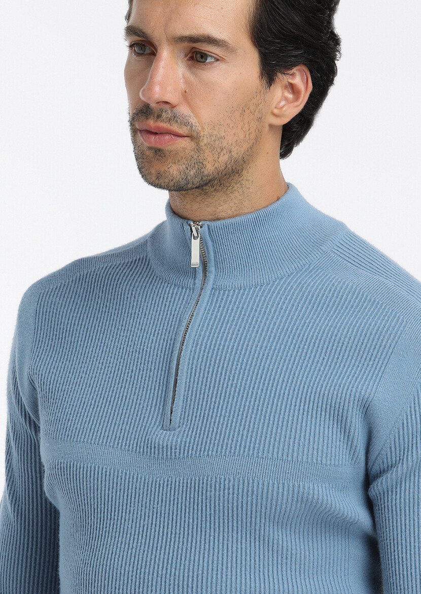 Blue Knitwear Sweatshirt - 3
