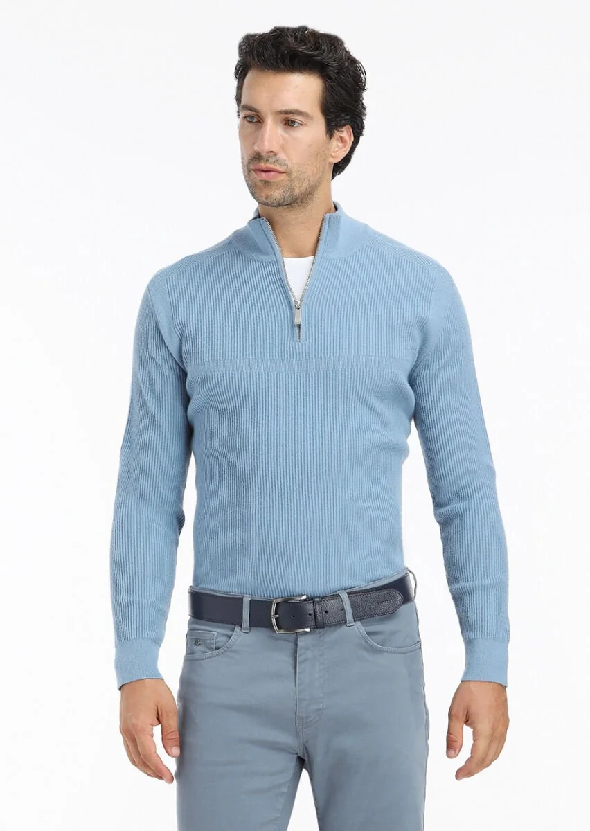 Blue Knitwear Sweatshirt - 2