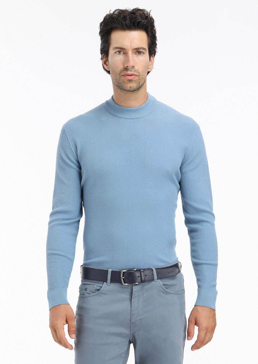 Blue Knitwear Sweatshirt 