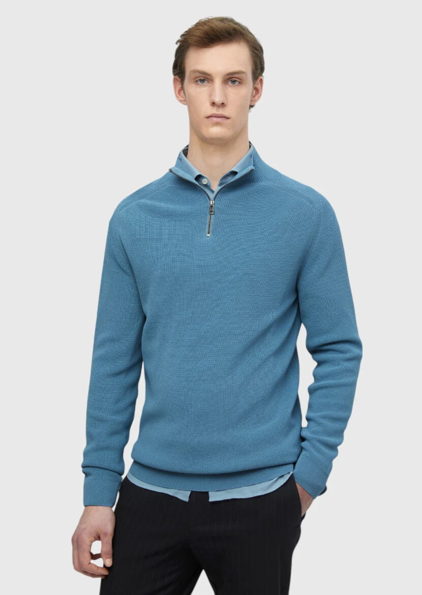 Blue Knitwear Sweatshirt - 1