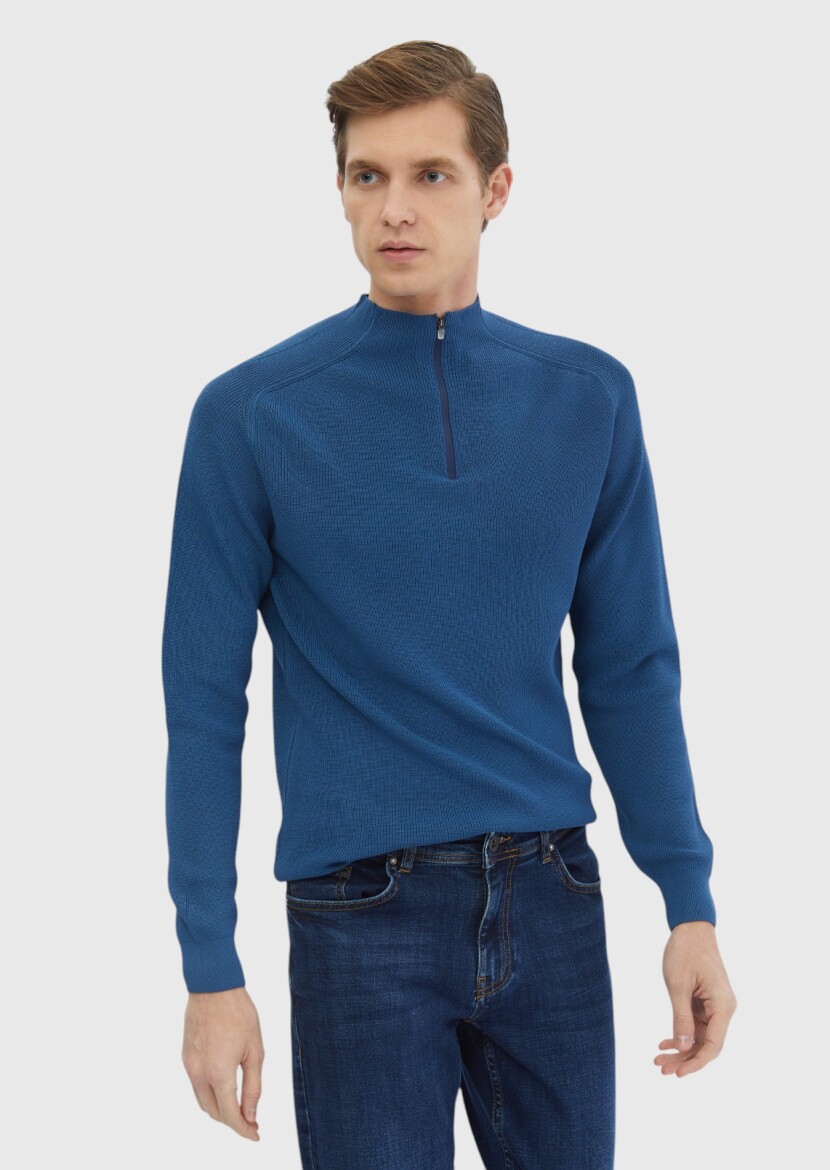 Blue Knitwear Sweatshirt - 4