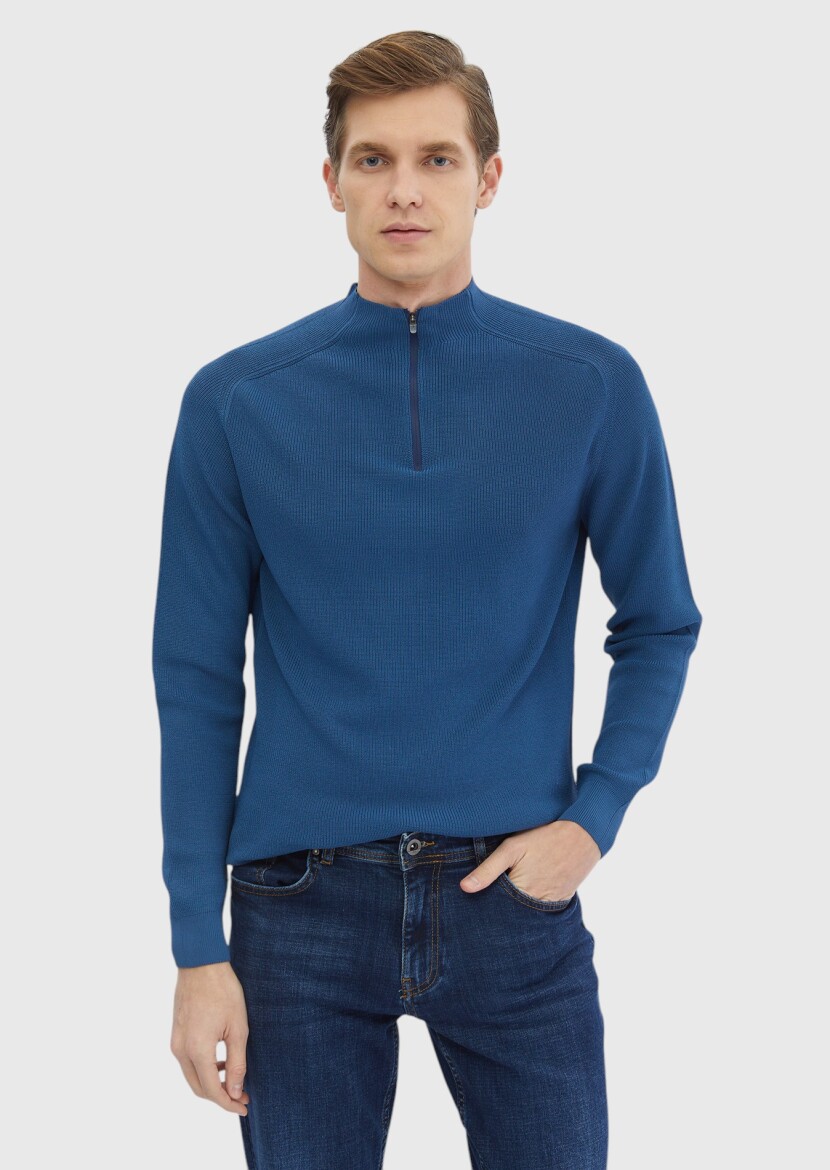 Blue Knitwear Sweatshirt - 1