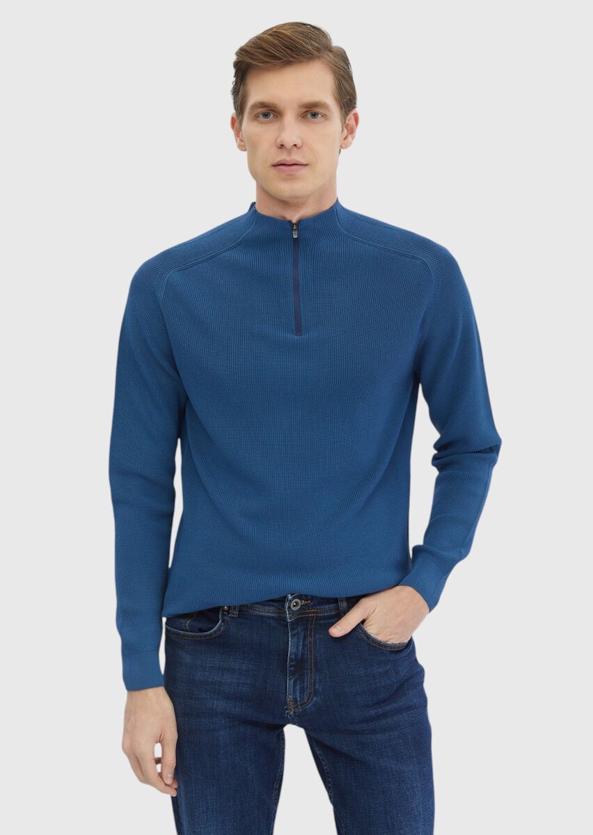 Blue Knitwear Sweatshirt - 1