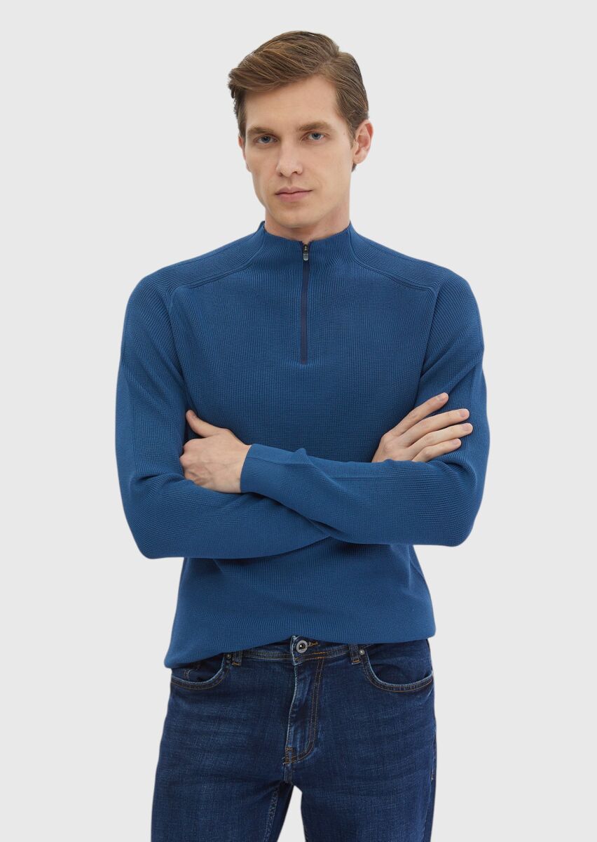 Blue Knitwear Sweatshirt - 3