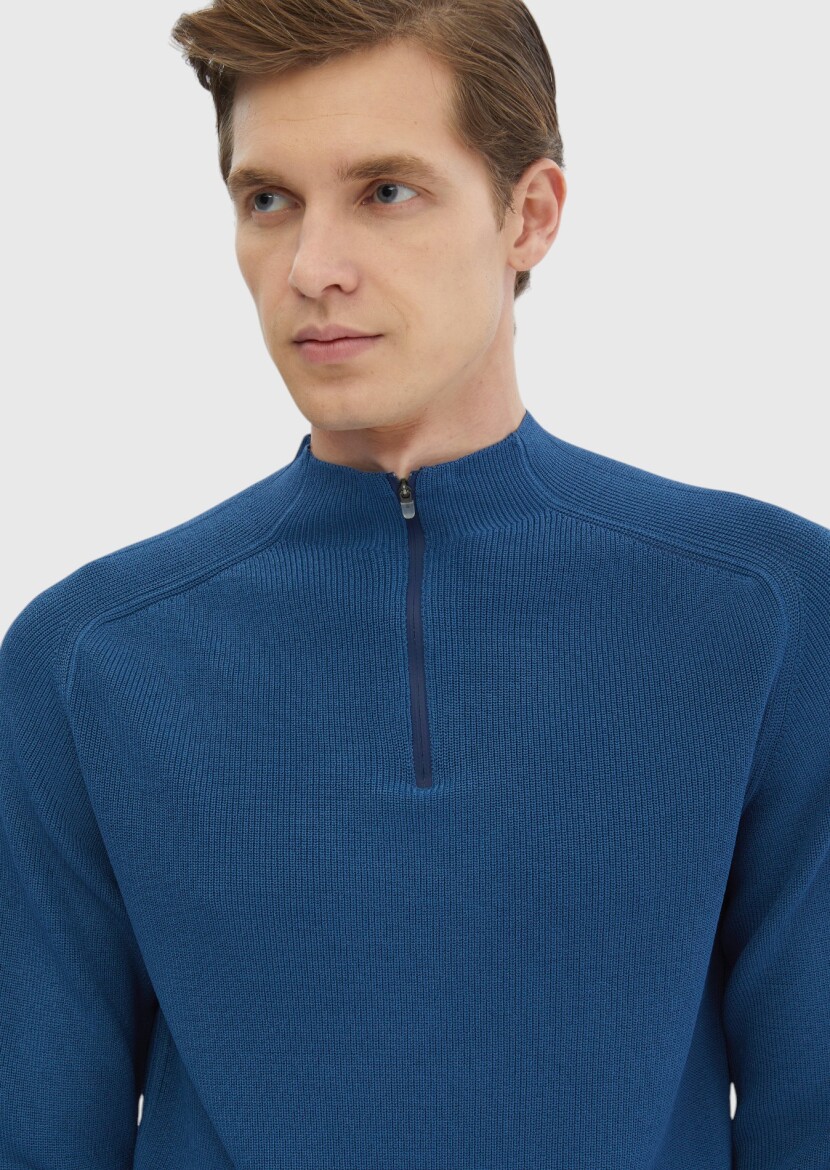 Blue Knitwear Sweatshirt - 5