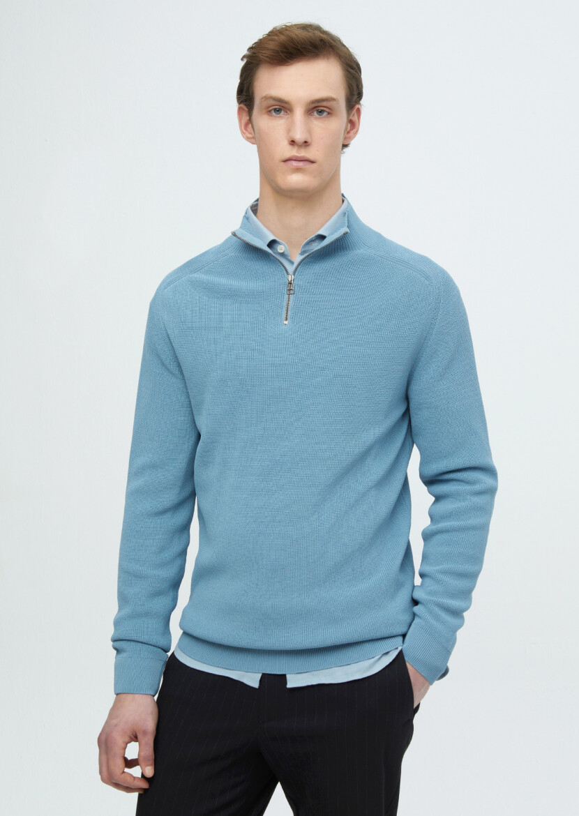 Blue Knitwear Sweatshirt 