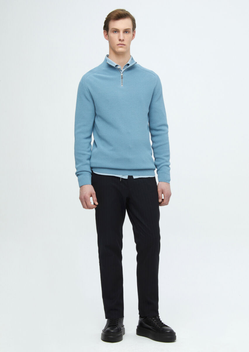 Blue Knitwear Sweatshirt - 2