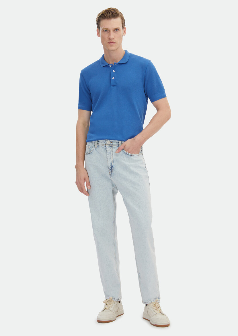 Blue Loose Fit Denim 100% Cotton Trousers - RAMSEY