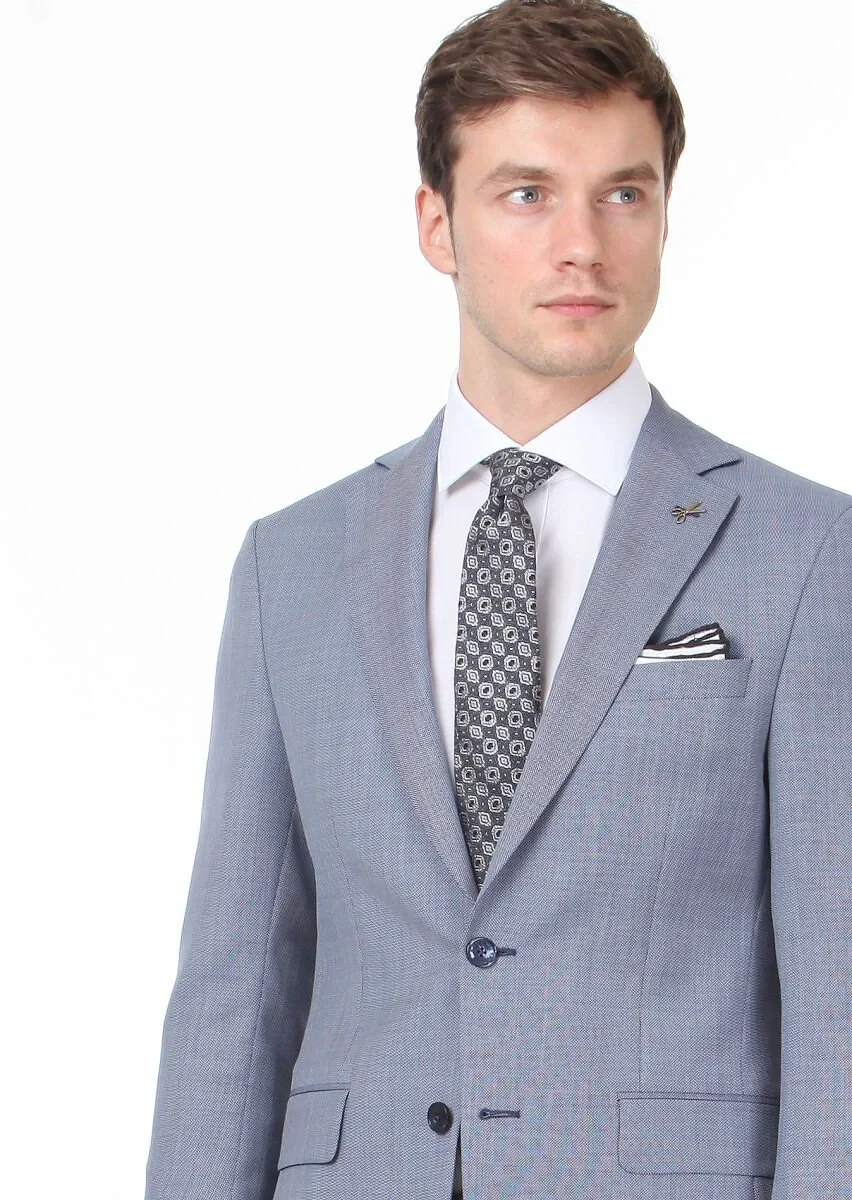 Blue Micro Modern Fit 100% Wool Suit - 2