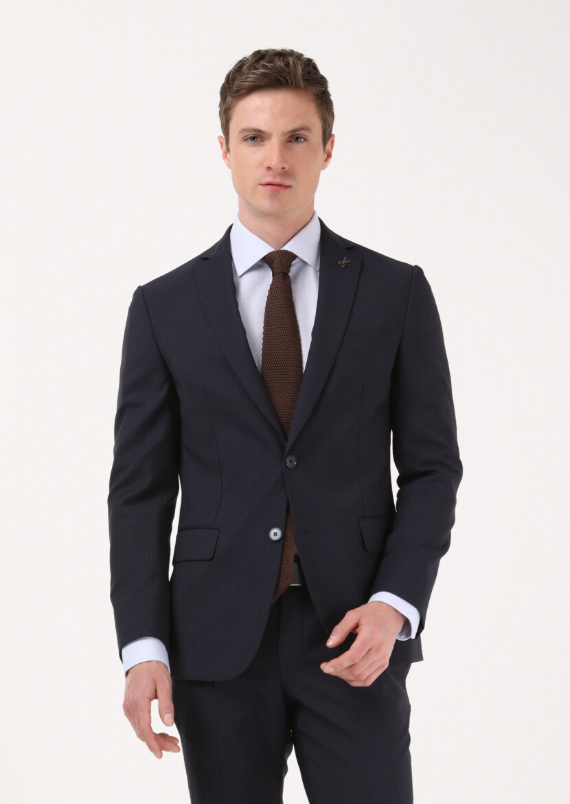 Blue Micro Regular Fit Long Weaving Classical 100% Cotton Shirt - 4